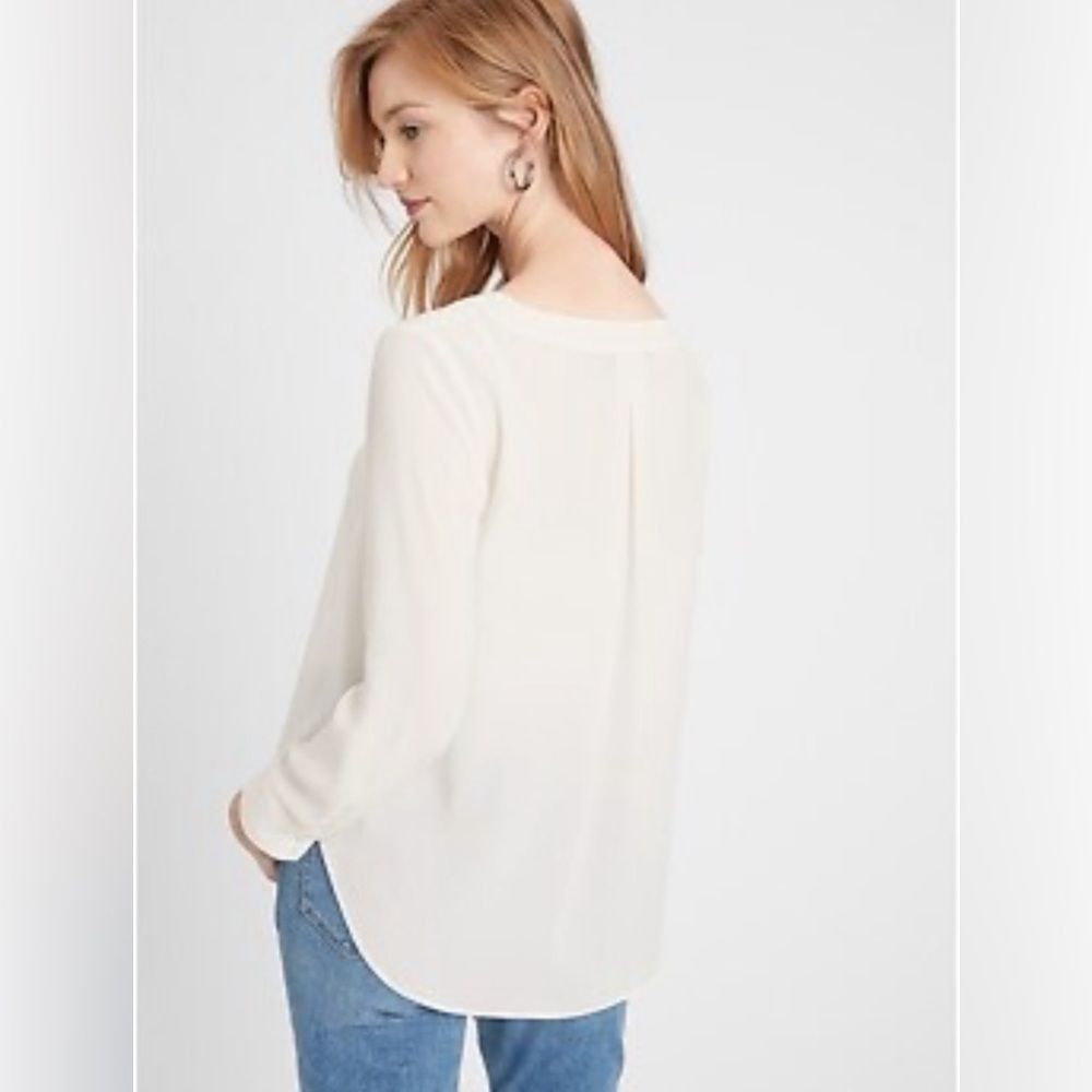 BANANA REPUBLIC Cream Sheer Long Sleeve Blouse